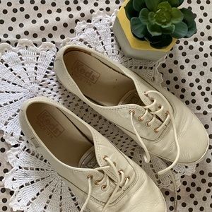 KEDS Pearl Leather Tennis Shoes Rose Gold
